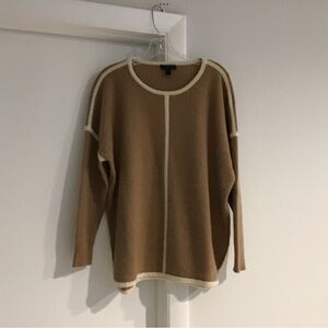 J. Crew Lambswool Tipped Tunic Sweater with Cream Accents